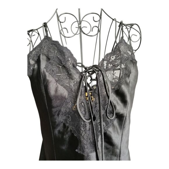 Vintage Fredrick's of Hollywood Black Negligee Nightgown Lace trimmed Size Large - Picture 6 of 11